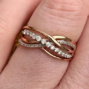 Vintage rose gold and natural diamond wedding band circa 1980s